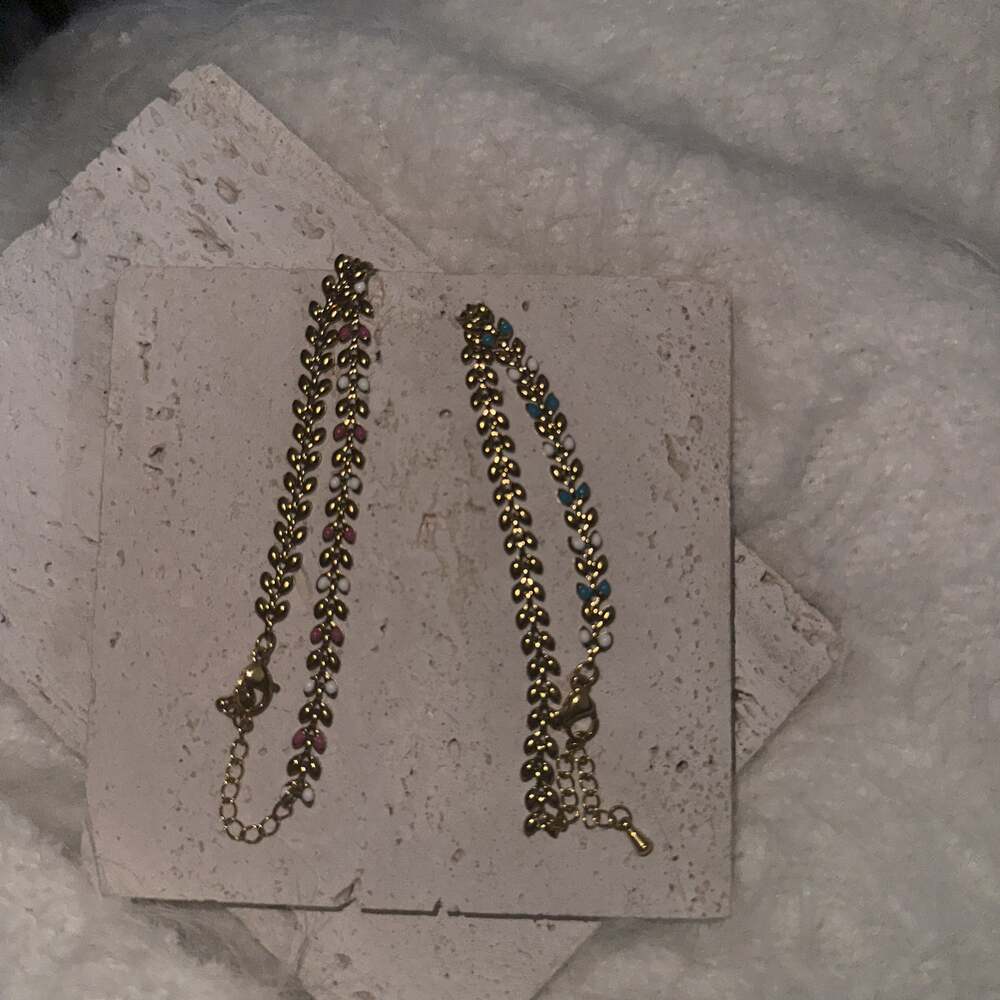 Gold-Tone Chain Bracelets with Colored Accents